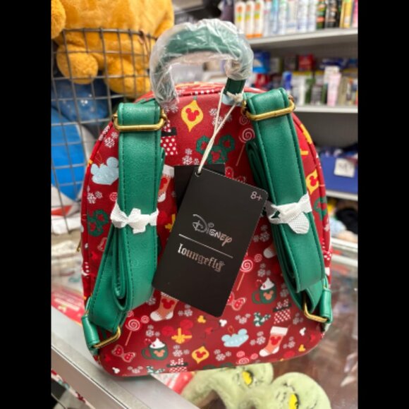 Loungefly Mickey Mouse All Over Christmas Print Mini Backpack W/Wallet NEW - Picture 3 of 7